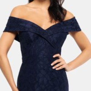 Off The Shoulder Navy Gown XSCAPE